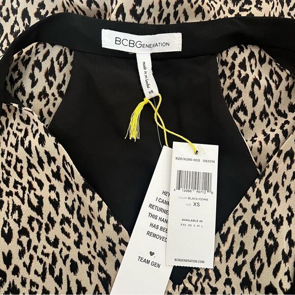 BCBGeneration Black & Tan Leopard Print Tie Neck Tank Top - Picture 8 of 9